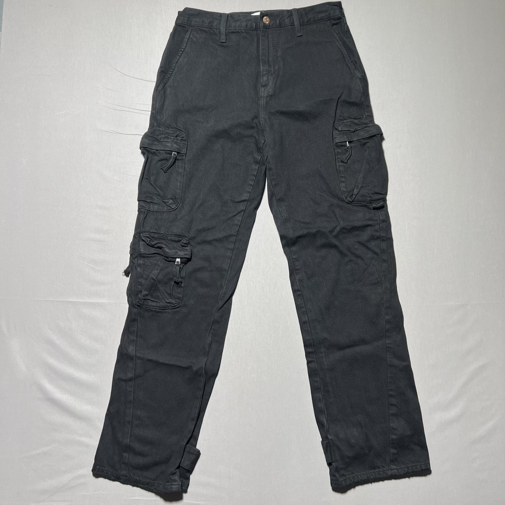 Pistola Cargo‎ Pants Womens 27 Black Abyss Utility Straight Leg Adjustable Hem